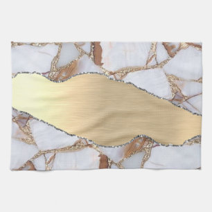 Goldweißer Marmor Shiny Stone Glitzer Geschirrtuch