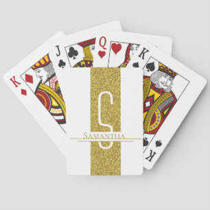 Goldweißer Monogramm-Glitzer Spielkarten
