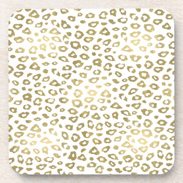 Goldweißer Ombre Leopard-Druck Getränkeuntersetzer (Vorderseite)