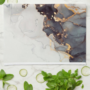 Goldweißer schwarzer Marmor Geschirrtuch