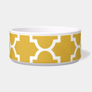 Goldweißes Quatrefoil Marokkaner-Muster Napf
