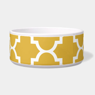 Goldweißes Quatrefoil Marokkaner-Muster Napf