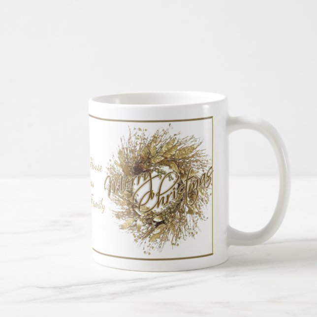 Goldwreath-frohe Weihnacht-Kaffee-Tasse Tasse (Rechts)