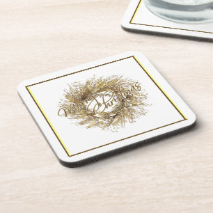 Goldwreath-frohe Weihnacht-Untersetzer Getränkeuntersetzer