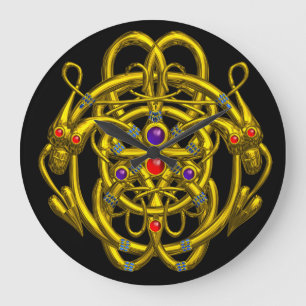 GOLDZELLTISCHE KNOTEN MIT ZWEI DRACHEN GROßE WANDUHR