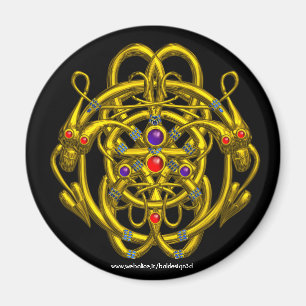 GOLDZELLTISCHE KNOTEN MIT ZWEI DRACHEN MAGNET