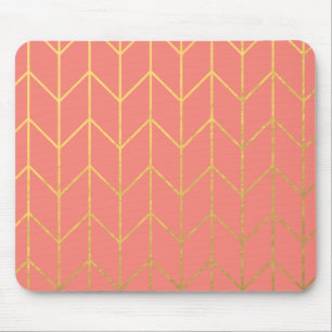 GoldZickzack korallenroter rosa Mousepad