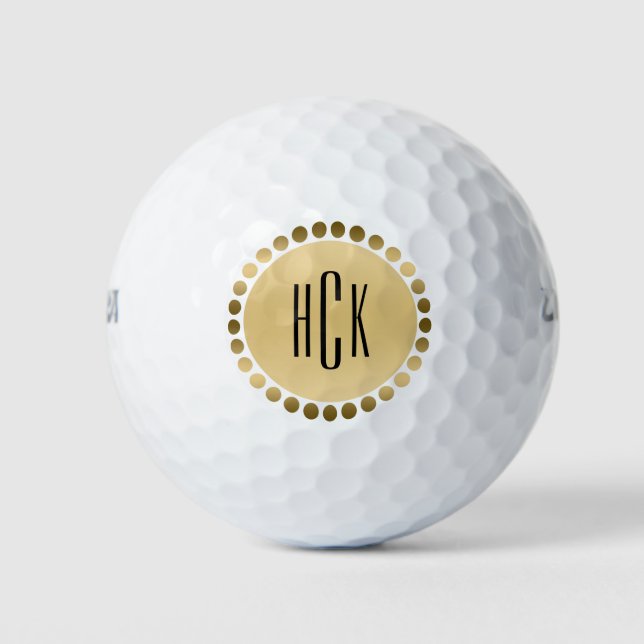 Goldzirkel und Dots für das Monogramm Golfball (Vorderseite)