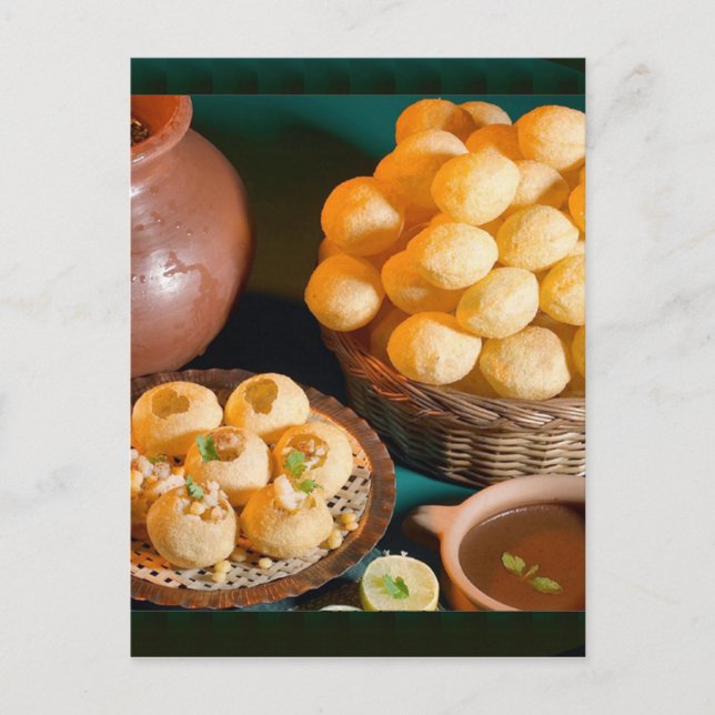 GOLE GAPPAY Panni Puri Indian Cuisine Snack Postkarte (Vorderseite)