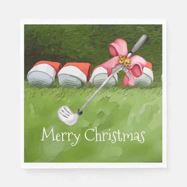 Goleiserne Weihnachten mit vielen Ball Golfer Serviette (Vorderseite)