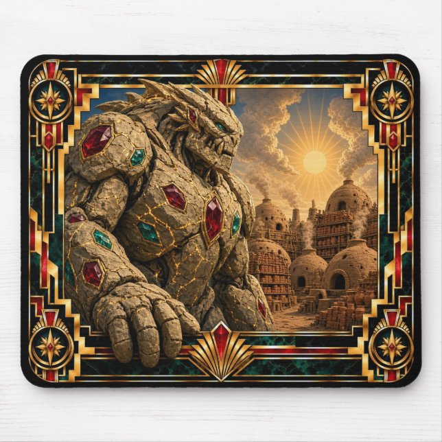 Golem, Art Deco Mythisch Mousepad (Vorne)