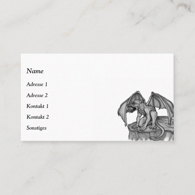Golem Gargoyle Business Card Visitenkarte (Vorderseite)