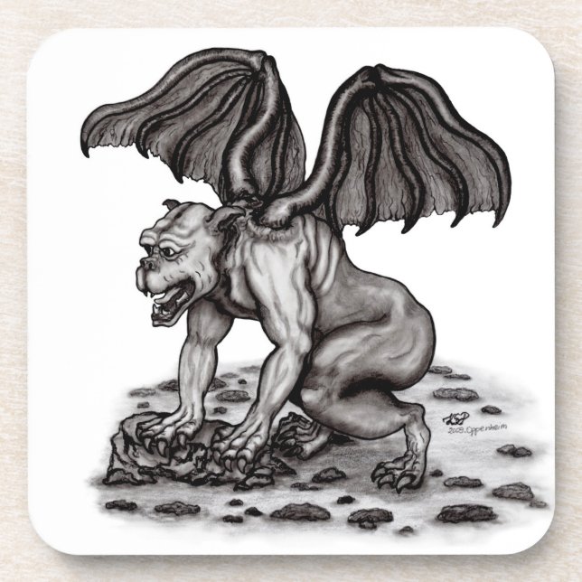 Golem Gargoyle Getränkeuntersetzer (Vorderseite)