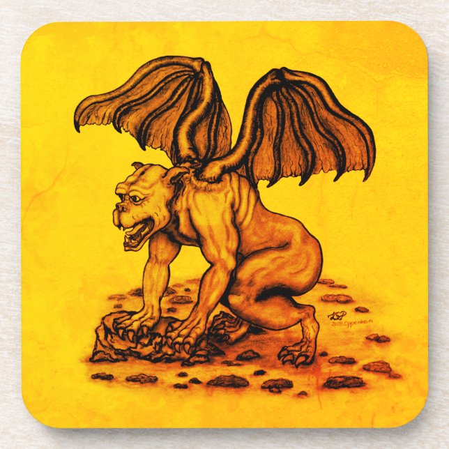 Golem Gargoyle Getränkeuntersetzer (Vorderseite)