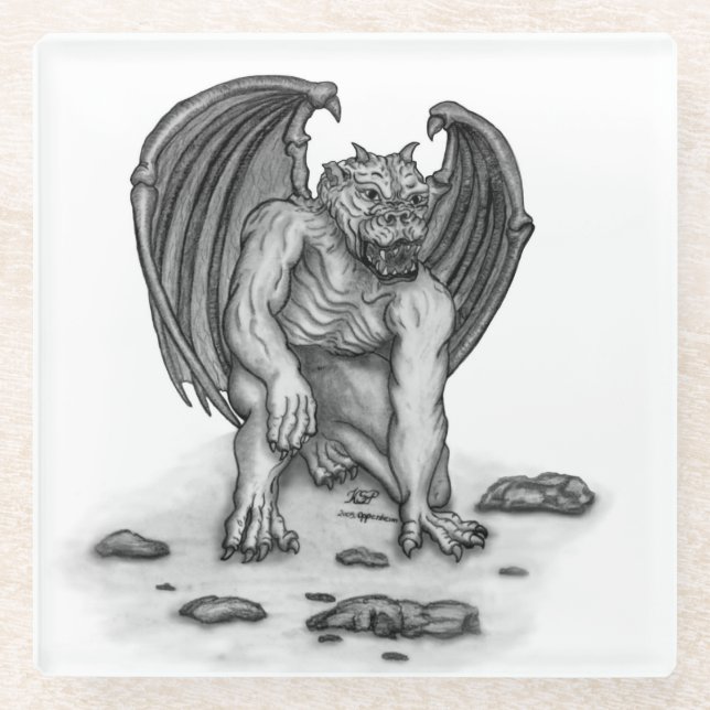 Golem Gargoyle Glasuntersetzer (Vorderseite)