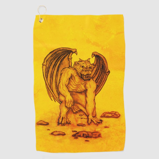 Golem Gargoyle Golfhandtuch (Vorderseite)