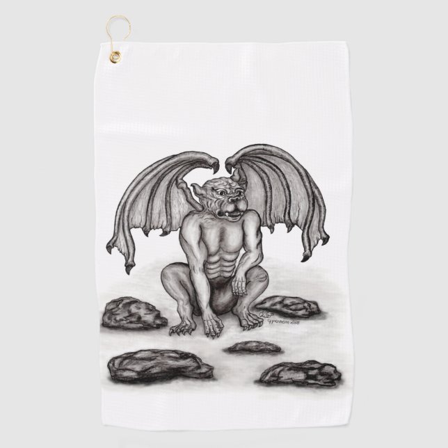 Golem Gargoyle Golfhandtuch (Vorderseite)