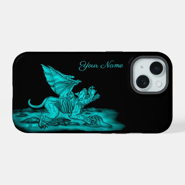 Golem Gargoyle iPhone 15 Hülle (Rückseite (Horizontal))