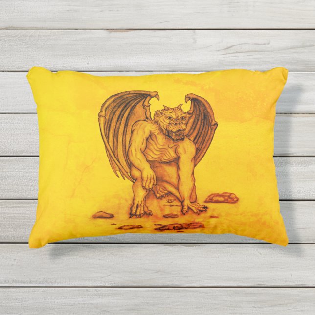 Golem Gargoyle Kissen Für Draußen (Vorderseite)