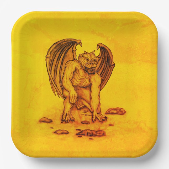 Golem Gargoyle Pappteller (Vorderseite)