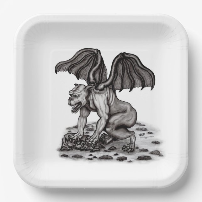 Golem Gargoyle Pappteller (Vorderseite)