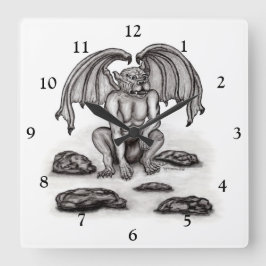 Golem Gargoyle Quadratische Wanduhr