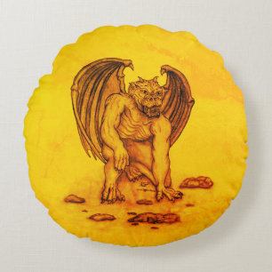 Golem Gargoyle Rundes Kissen