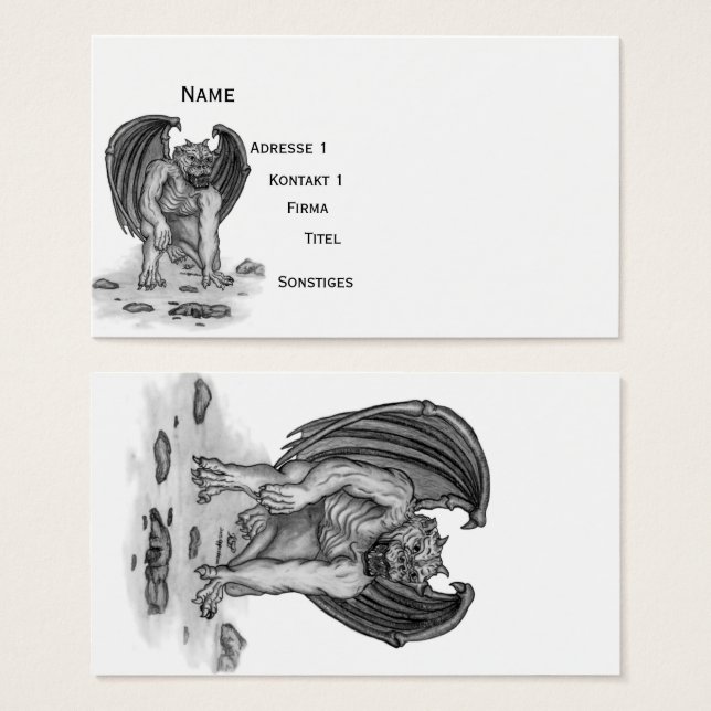 Golem Gargoyle , Schwarzweiß-Design (Vorne & Hinten)