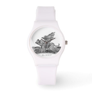 Golem Gargoyle, Schwarzweiß-Design Armbanduhr