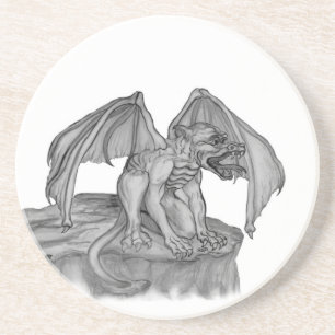 GOLEM - Gargoyle Schwarzweiß-Design Getränkeuntersetzer