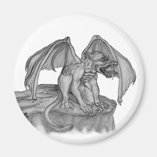 GOLEM - Gargoyle Schwarzweiß-Design Magnet