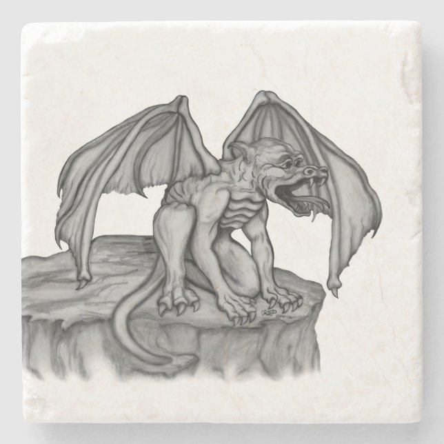 Golem Gargoyle Steinuntersetzer (Vorderseite)