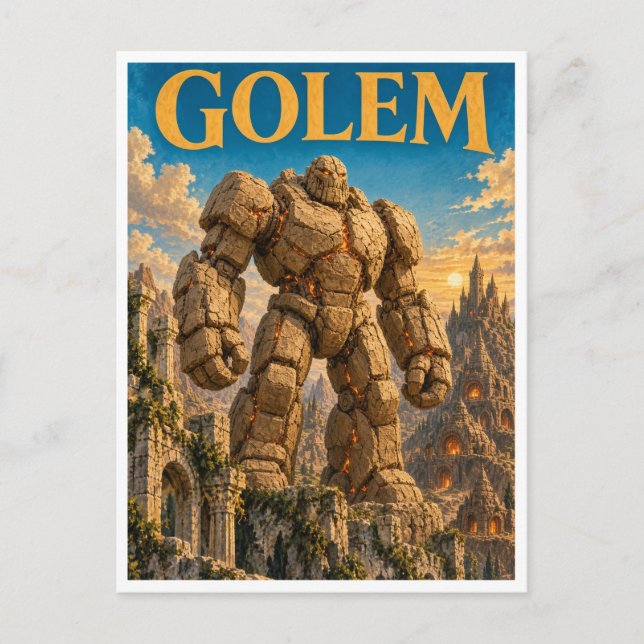 Golem, Gothic Fantasy-Monster Postkarte (Vorderseite)