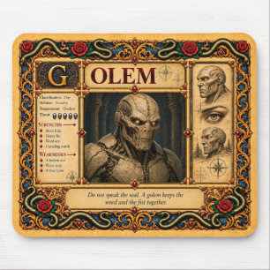 Golem, mittelalterliche Bestiarien-Kunst Mousepad
