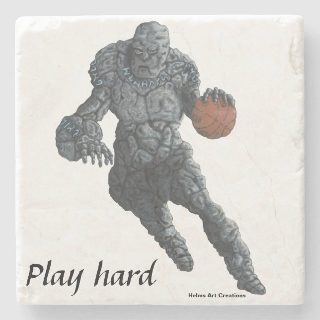 Golem Playing Basketball Sportstein Untersetzer (Vorderseite)