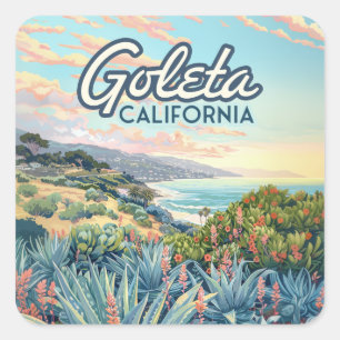 Goleta California Santa Barbara Isla Vista Vintag Quadratischer Aufkleber