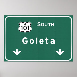 Goleta California US-101 South Interstate - Poster