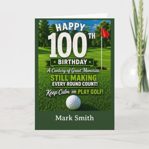Golf 100. Geburtstagskarte für Golfer auf dem Grün Karte