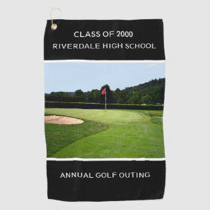 GOLF 18. HOLE CUSTOM TEXT Black Golf Handtuch