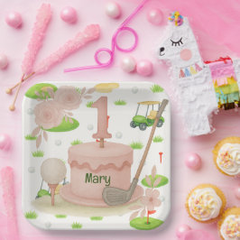 Golf 1. Geburtstag 1 Jahr alt Golfer Pappteller