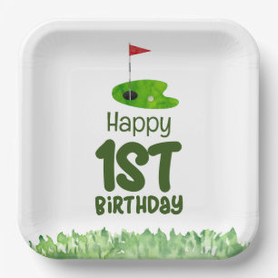 Golf 1. Geburtstag 1 Jahr alt Golfer Pappteller