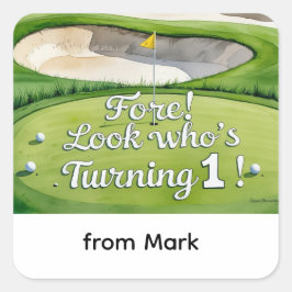 Golf 1. Geburtstag 1 Jahr alt Golfer Quadratischer Aufkleber