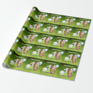 Golf 1. Geburtstag 1 Jahr alter Golfer mit Anzahl Geschenkpapier