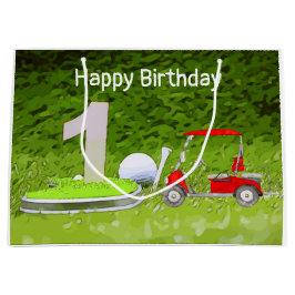 Golf 1. Geburtstag 1 Jahr alter Golfer mit Anzahl Große Geschenktüte