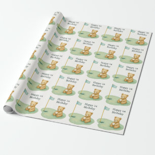 Golf 1. Geburtstag ein Jahr alter Golfer mit Numme Geschenkpapier