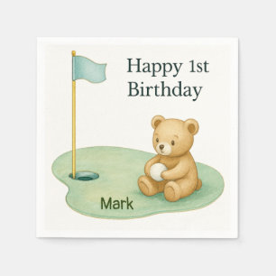 Golf 1. Geburtstag ein Jahr alter Golfer mit Numme Serviette