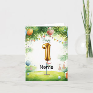 Golf 1. Geburtstag einjähriger Golfer mit Nummer Karte