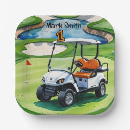 Golf 1. Geburtstag für Baby Golfer auf Grün Pappteller