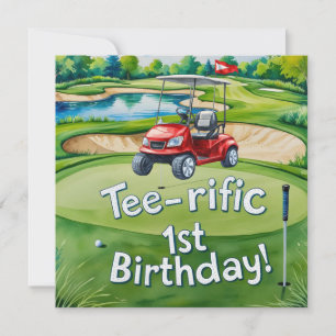 Golf 1. Geburtstag Golfer macht eins Einladung