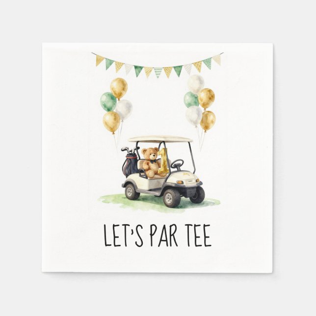 Golf 1. Geburtstag Let's Par Tee Serviette (Vorderseite)